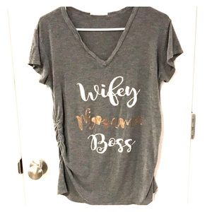 Wifey Momma Boss Maternity V- Neck